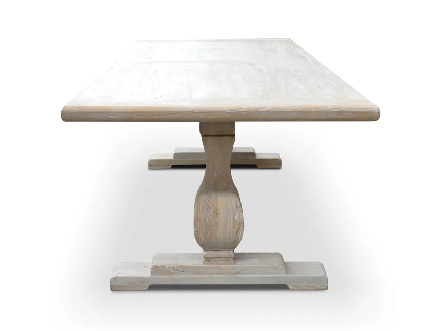 198cm Dining Table - Rustic White Washed