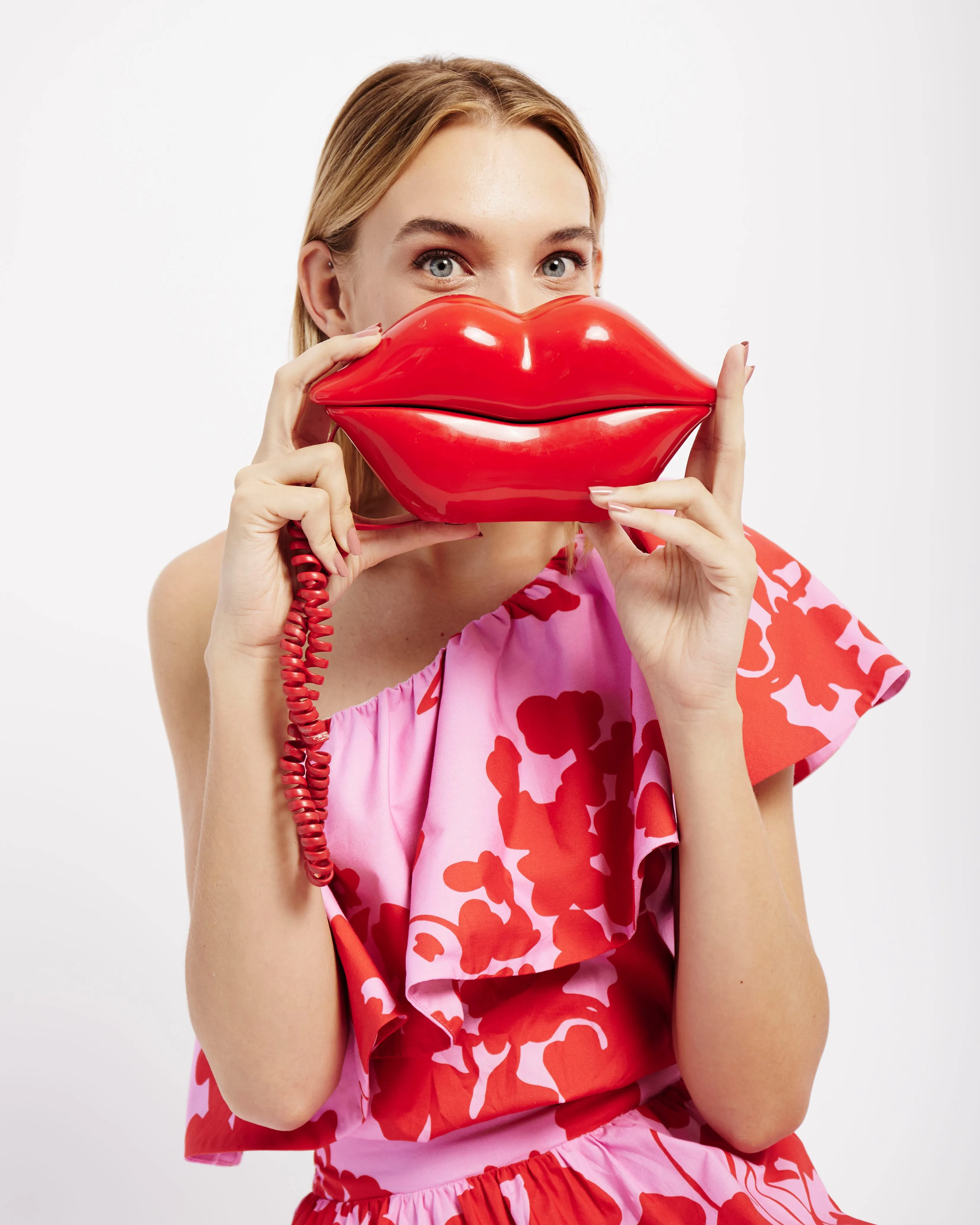 Asymetrical Frill Top in Red and Pink Floral