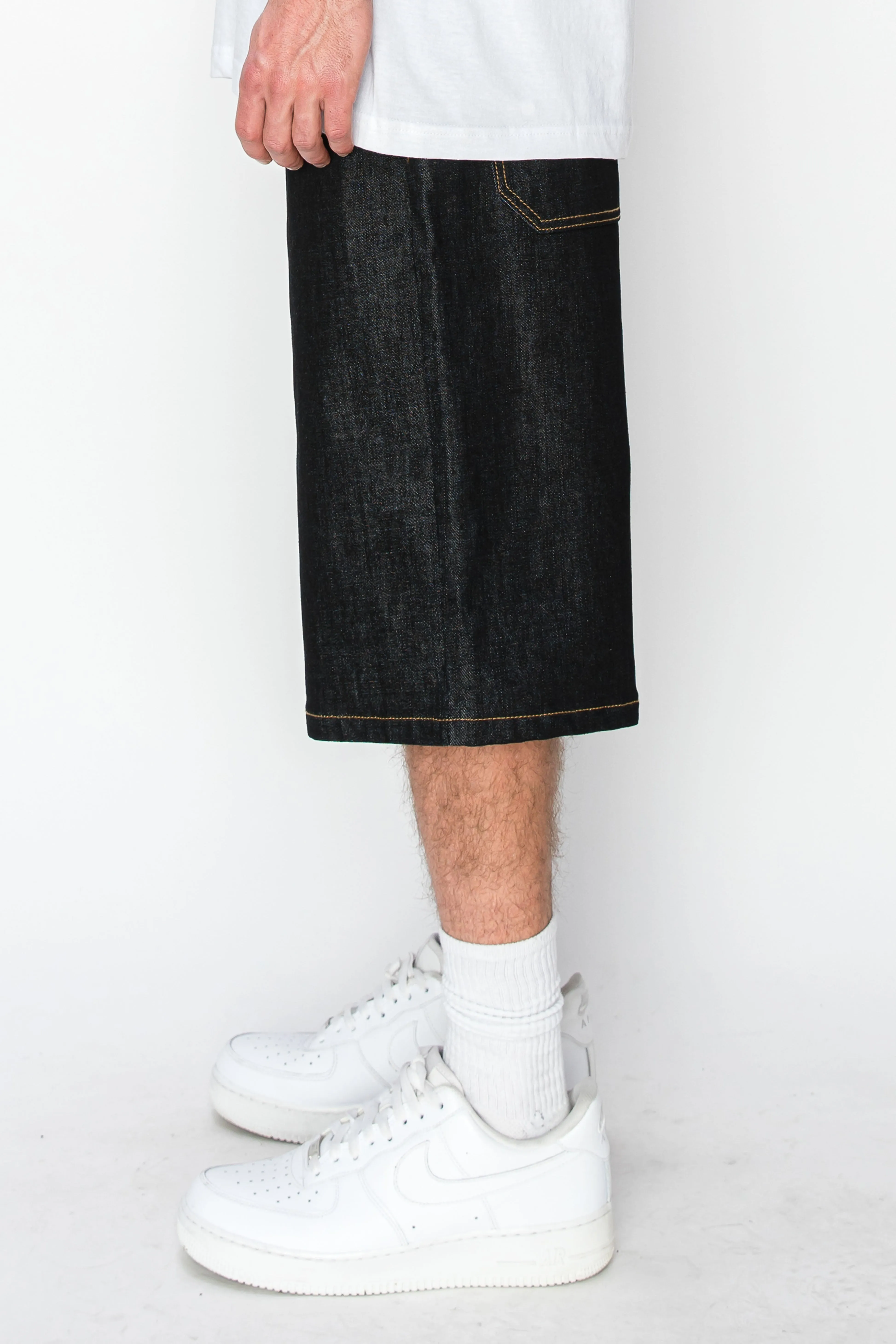 Baggy Fit Raw Denim Shorts