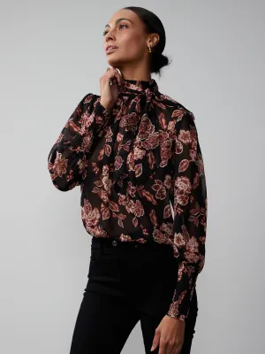 Balloon Sleeve Paisley Print Top