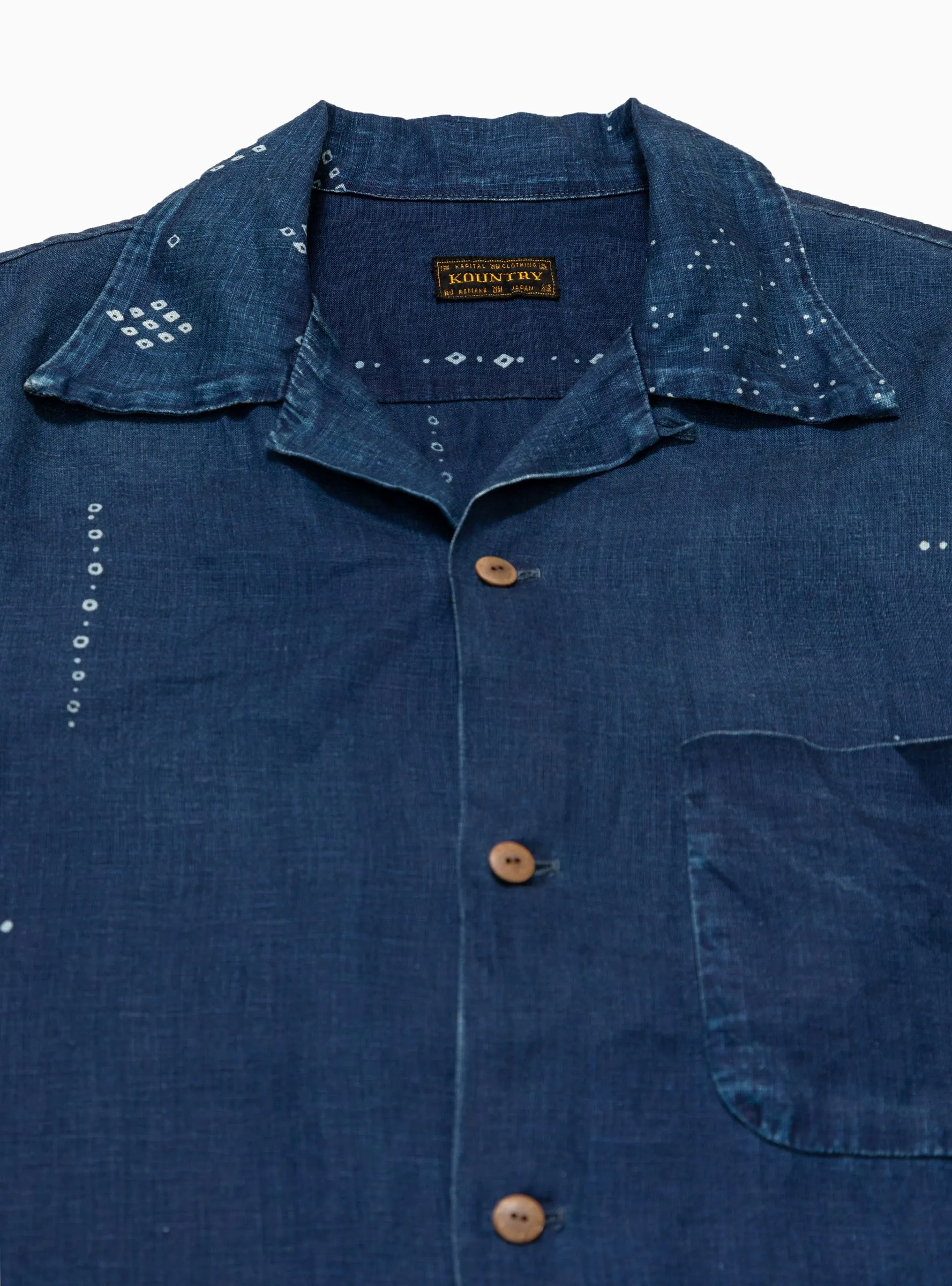 Bandana Linen Short Sleeve Shirt Indigo