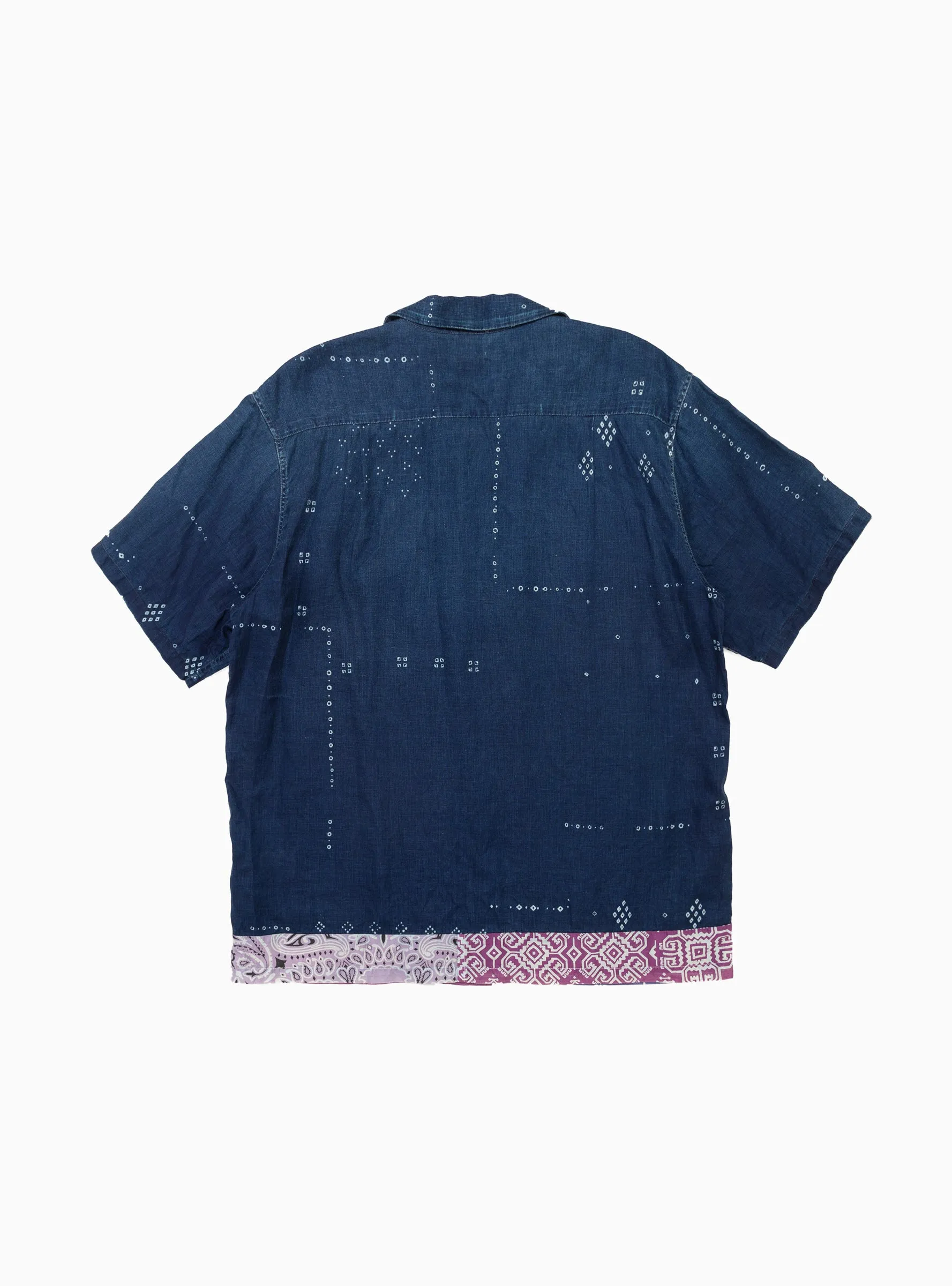 Bandana Linen Short Sleeve Shirt Indigo