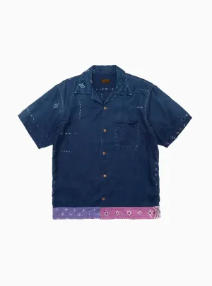 Bandana Linen Short Sleeve Shirt Indigo