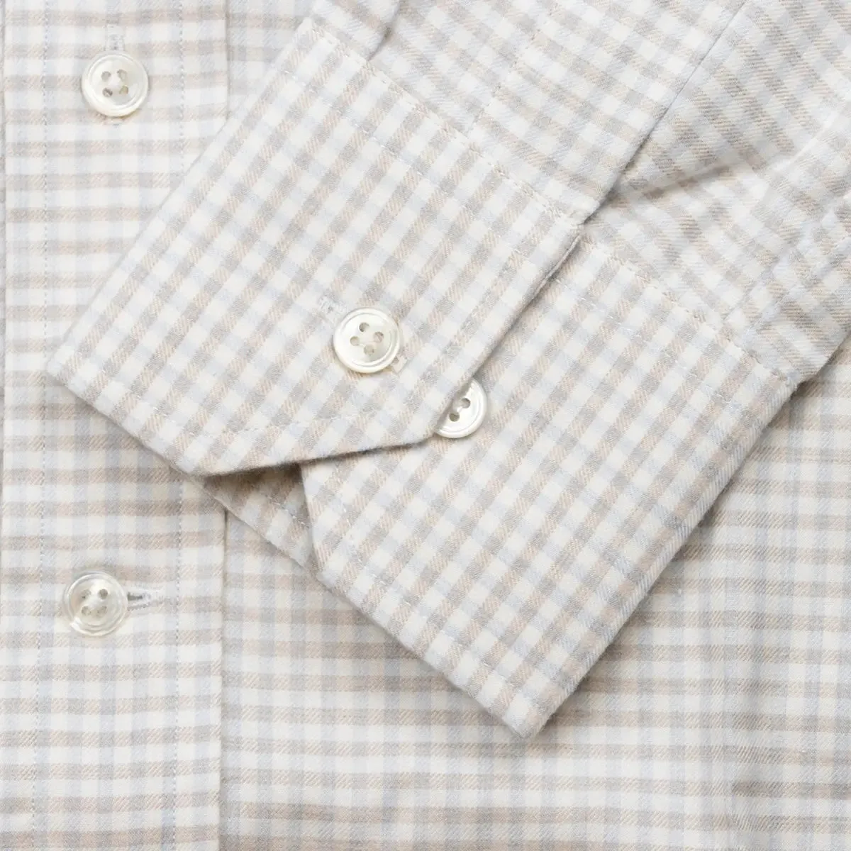 Beige & Blue Check Flanello Junior Cotton Long Sleeve Shirt