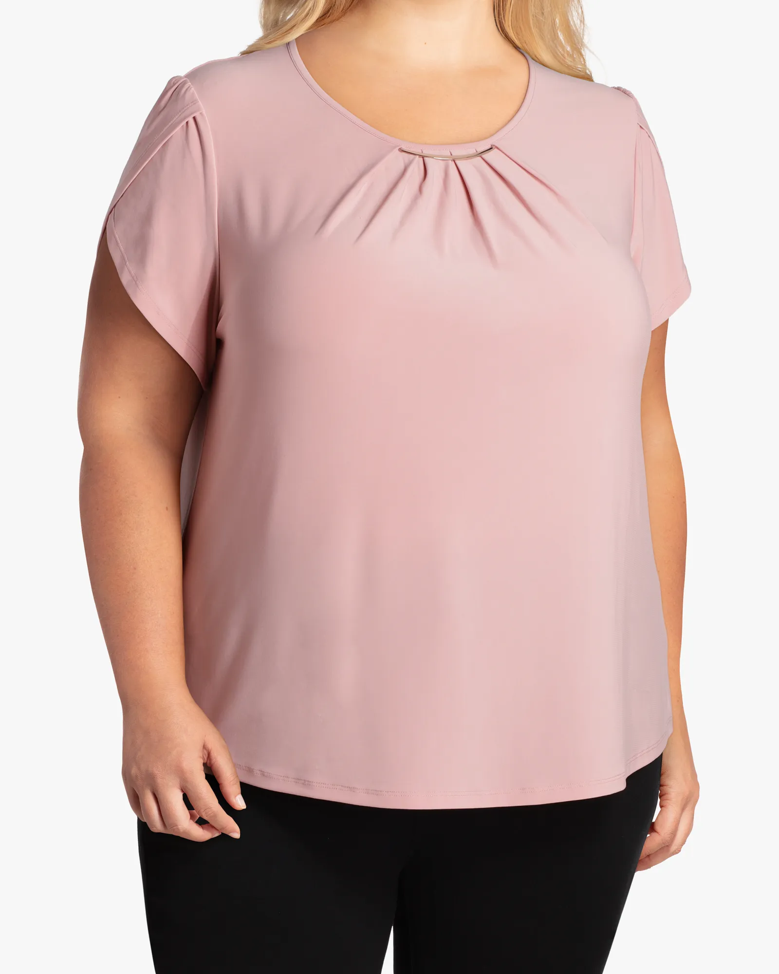 Beth Flutter-Sleeve Top | Pink