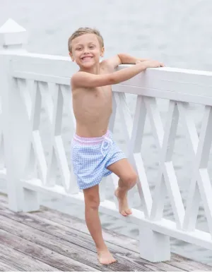 Blue And Pink  Boy's Swim Trunks