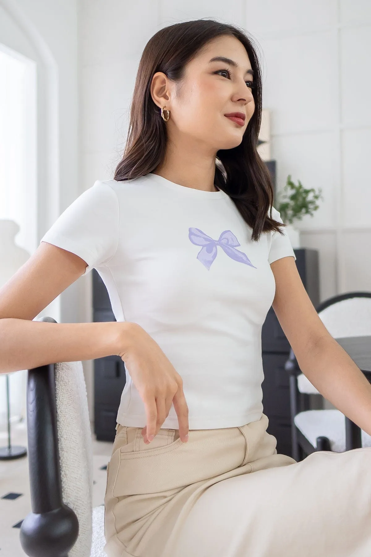 BON BON RIBBON TEE IN LILAC