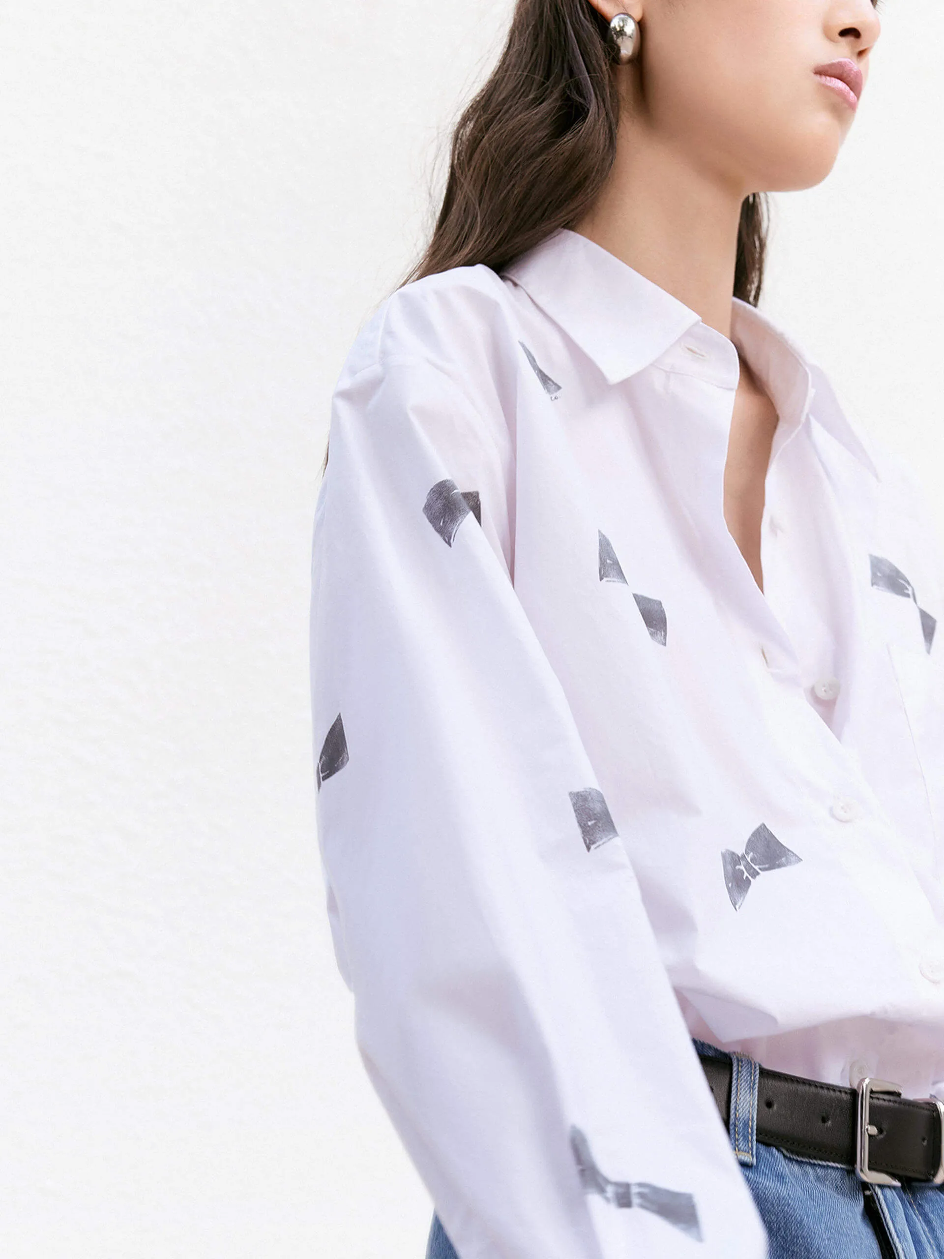 Bowknot Pattern Cotton Shirt