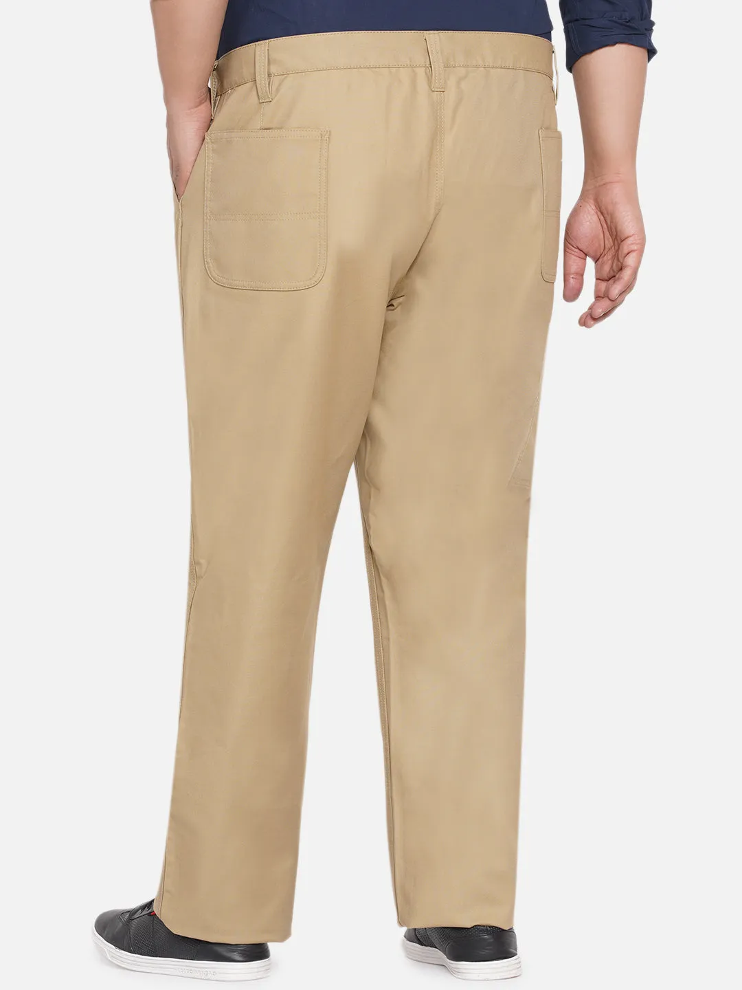 Carhartt - Plus Size Men's Straight Fit Beige Pure Cotton Trousers