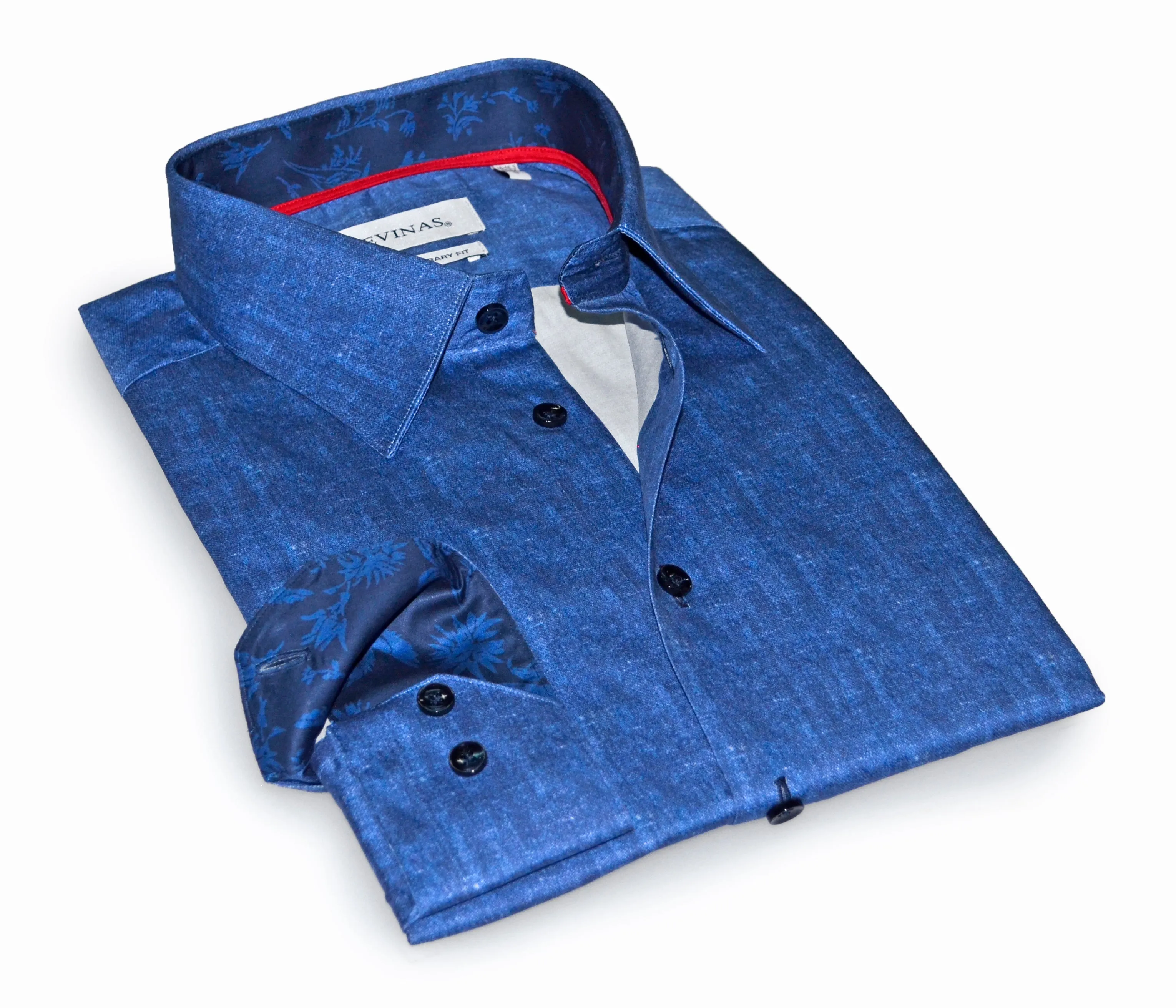 Charles ty  Button-Up  Shirt With Contrast Details // Blue // Contemporary Fit (Regular) - final sale