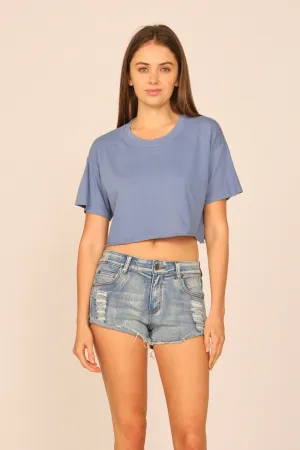 Coastal Denim Garment Dye Boxy Crop Tee