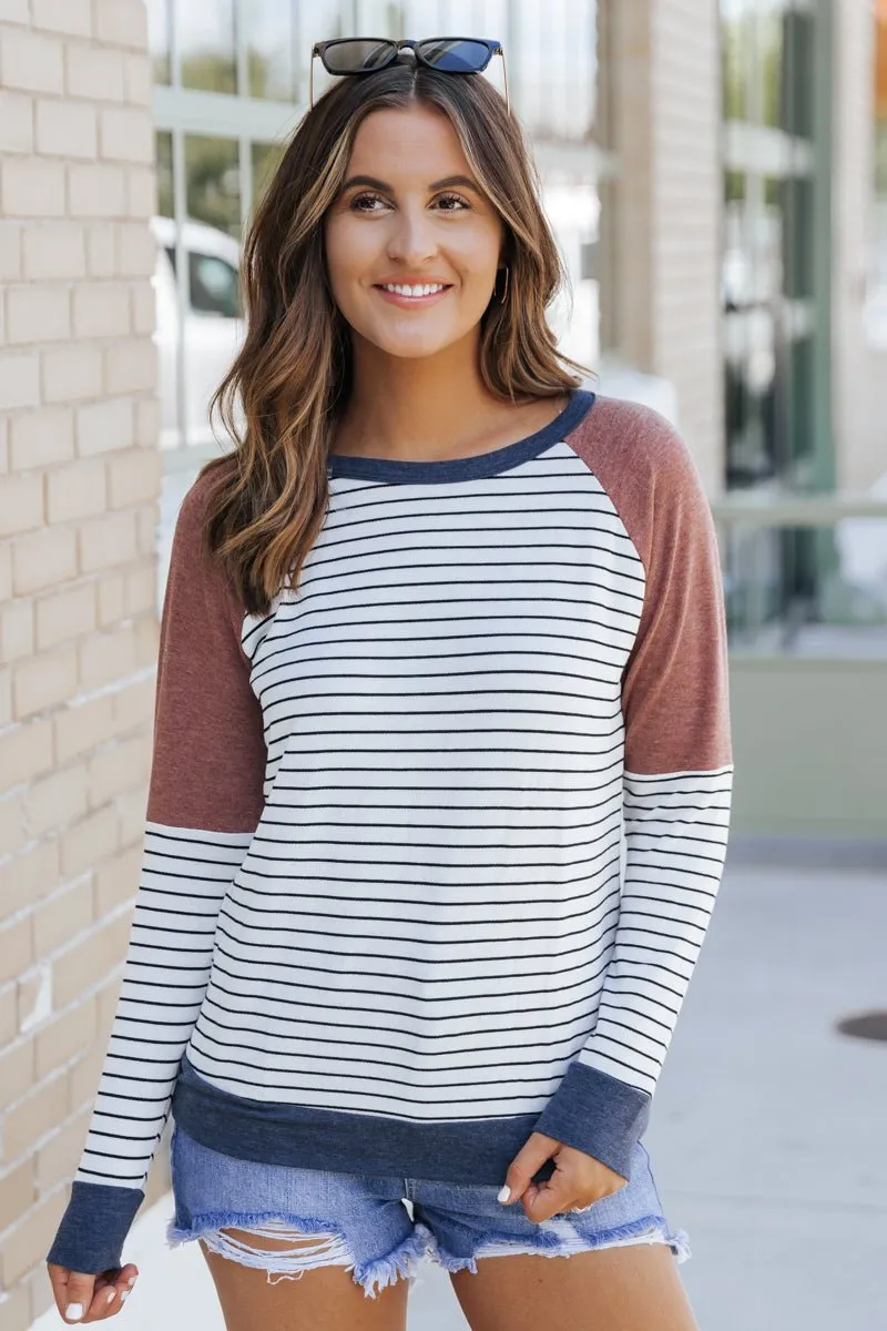 Color Block Striped Long Sleeve Top - FINAL SALE