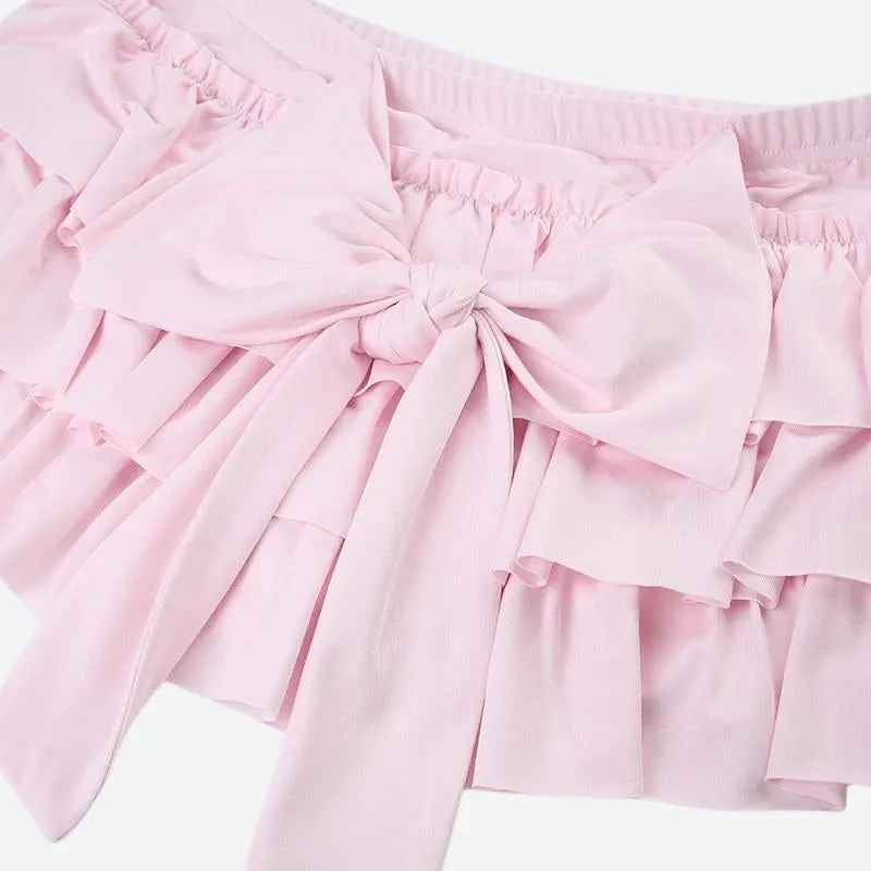 Coquette Layered Bow Mini Skort