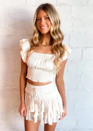 Cream Ruffle Skort