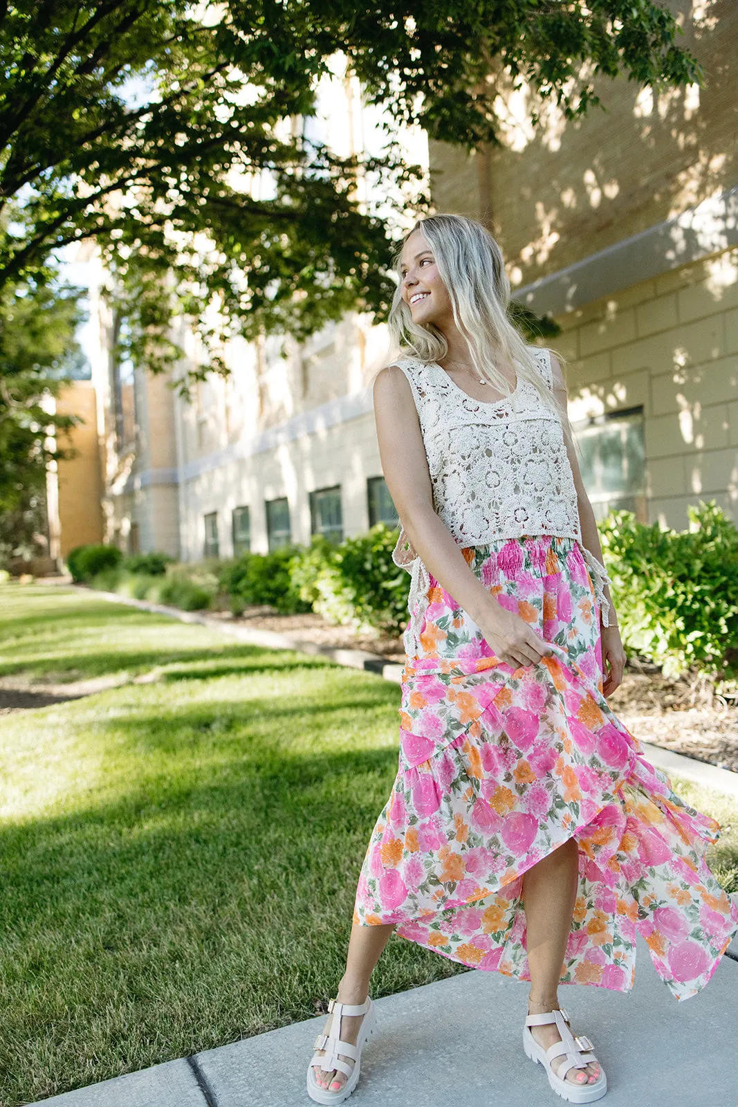 Creamy Crochet Side-Knot Vest