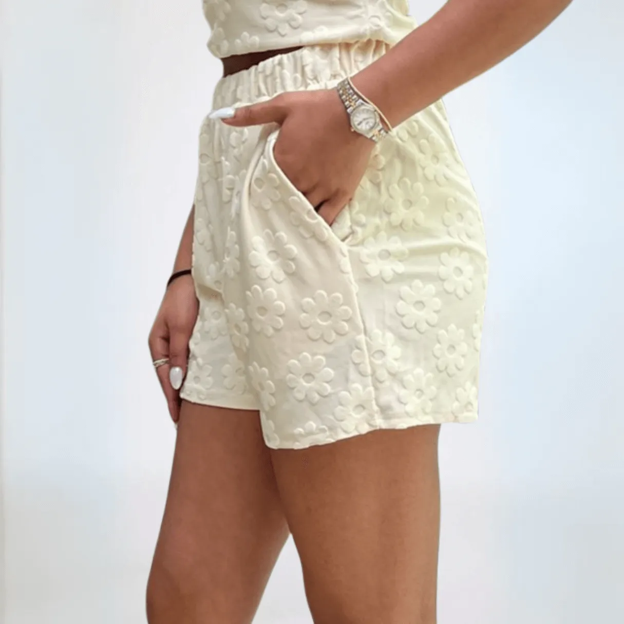 Daisy Embossed Textured Shorts Made in USA