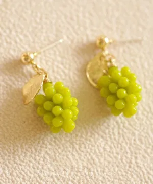 DIY Green Sterling Silver Overgild Grape Drop Earrings QU029