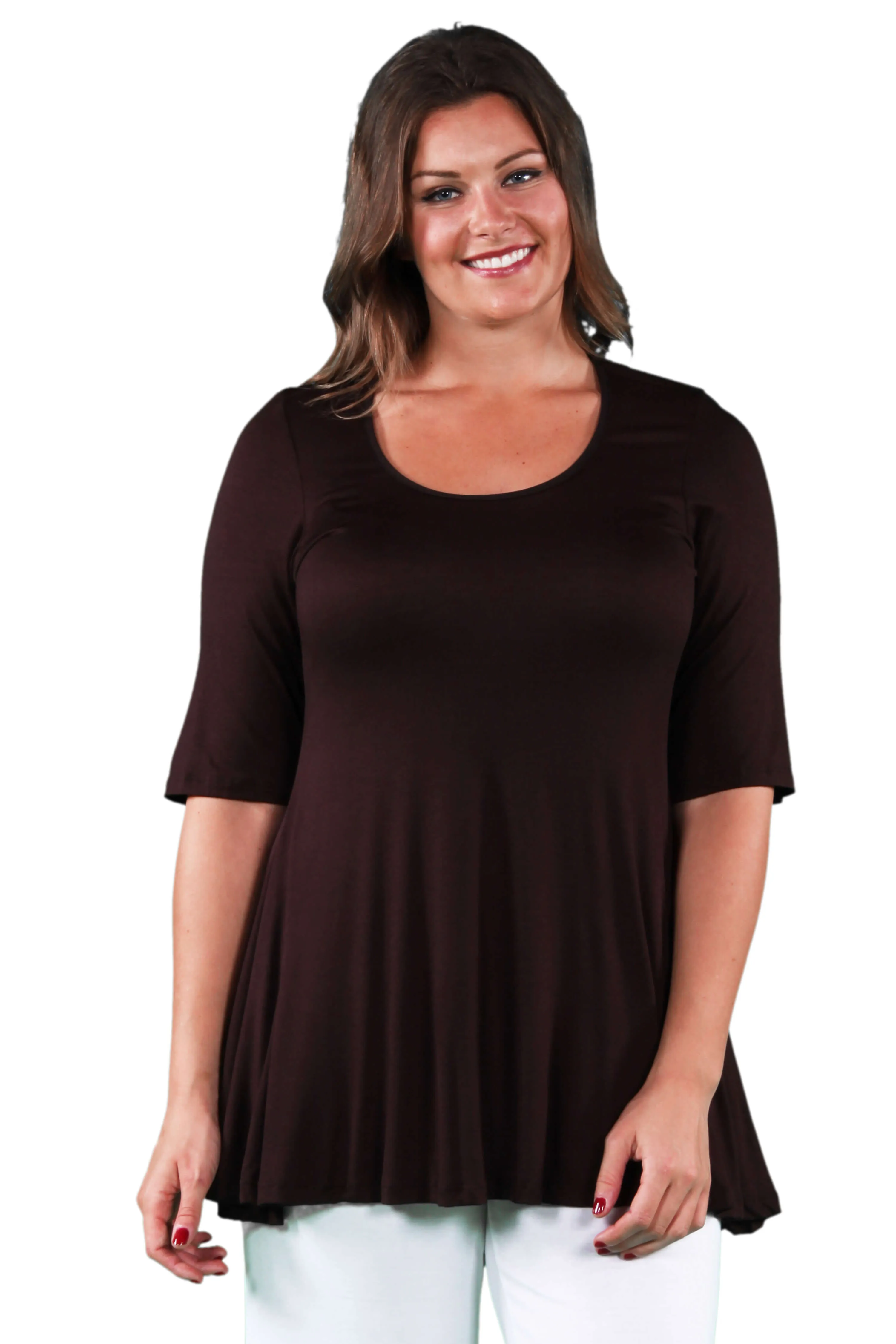 Elbow Sleeve Plus Size Tunic Top For Women