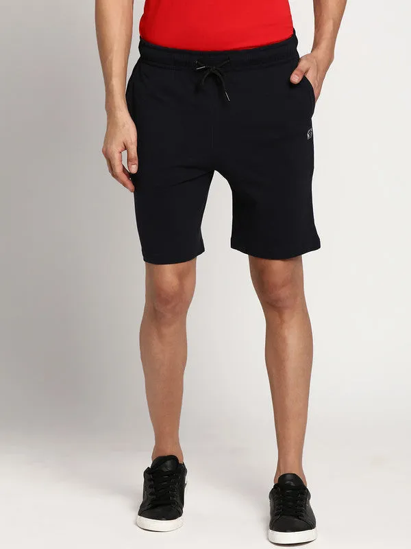 Essentials Navy Blue Solid Shorts