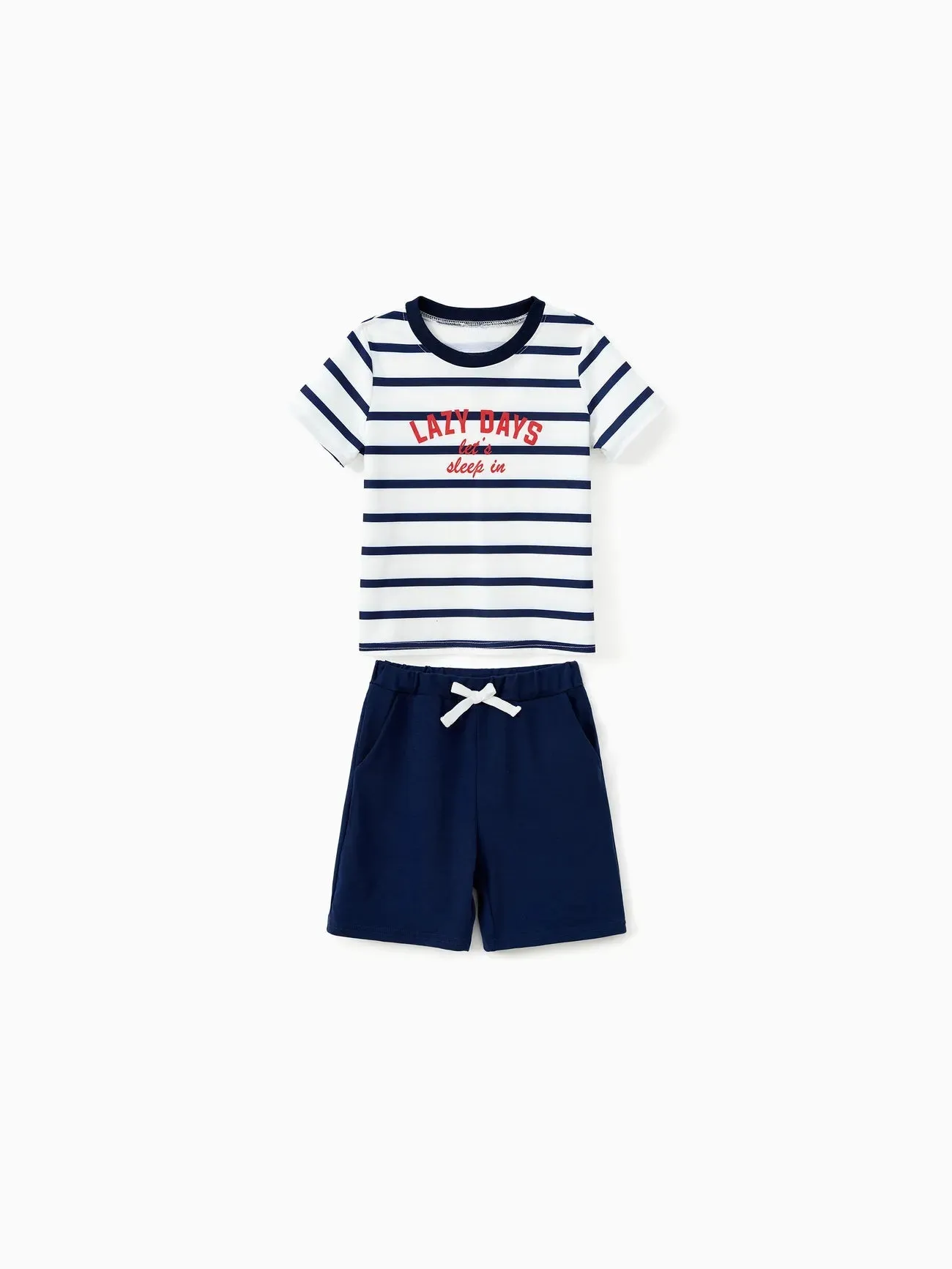 Family Matching Preppy Striped Pajama Set With Shorts