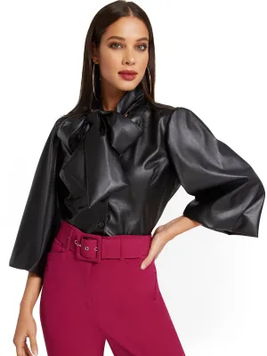 Faux-Leather Bow Top