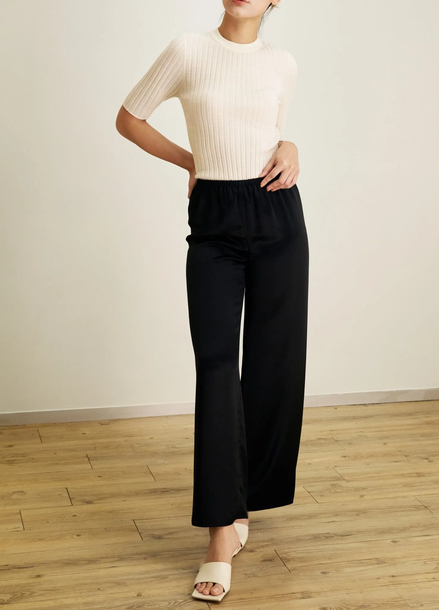 GALA drape wide pants (Black)