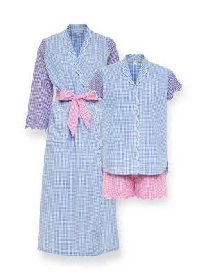 Gingham Bundle: Classic Robe   Pajamas with Shorts