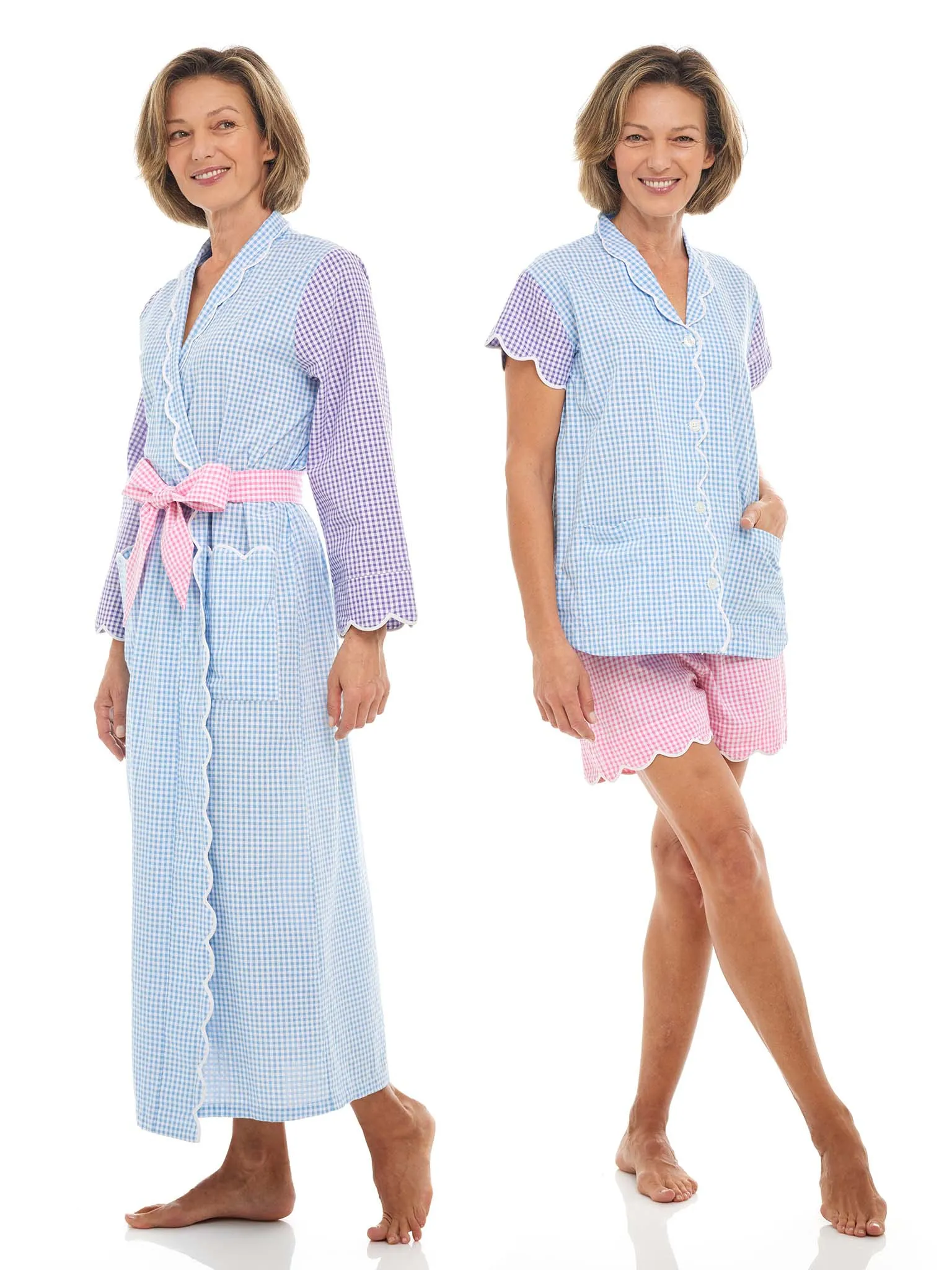 Gingham Bundle: Classic Robe   Pajamas with Shorts