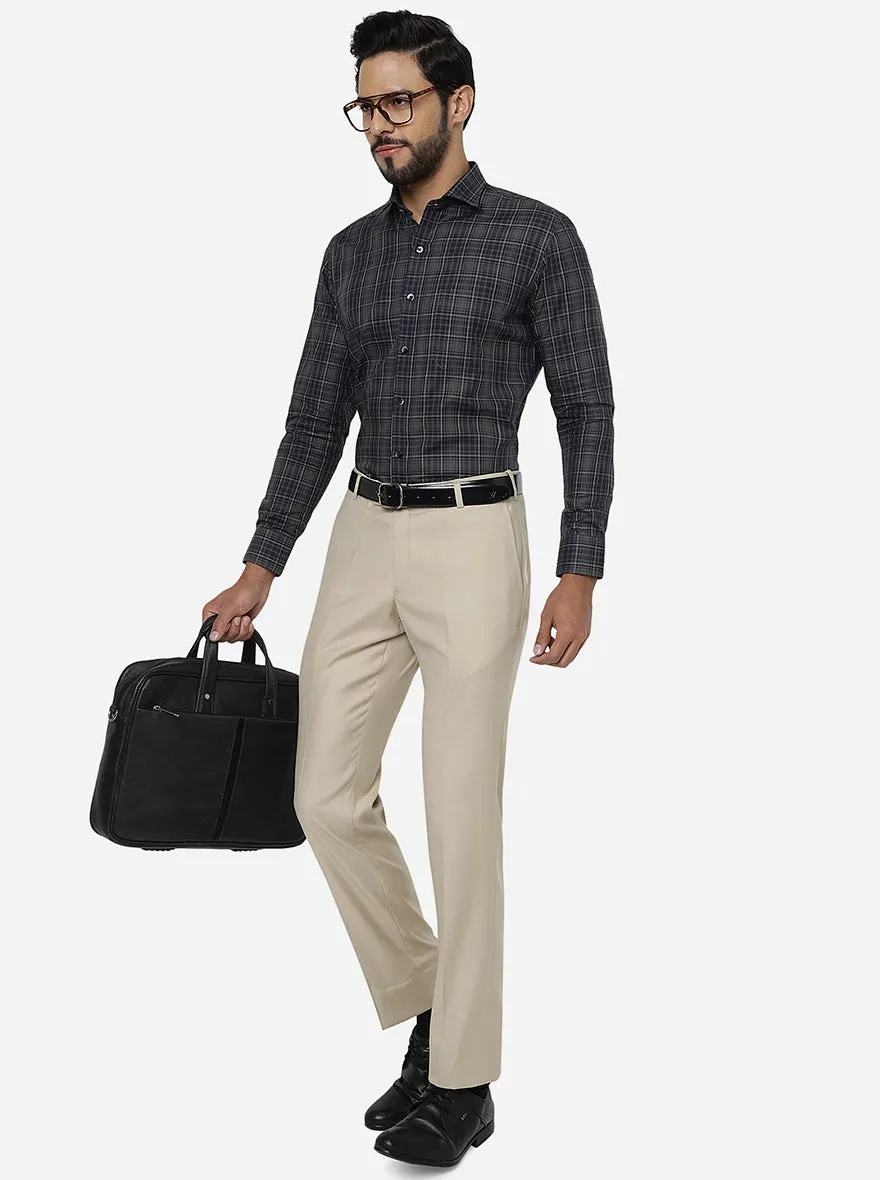 Grey Checked Slim Fit Formal Shirt | Metal