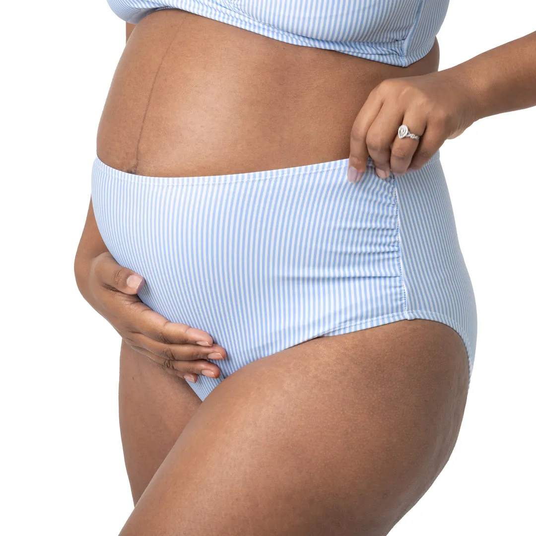 High Rise Maternity & Postpartum Bikini Bottom | Coastal Stripe