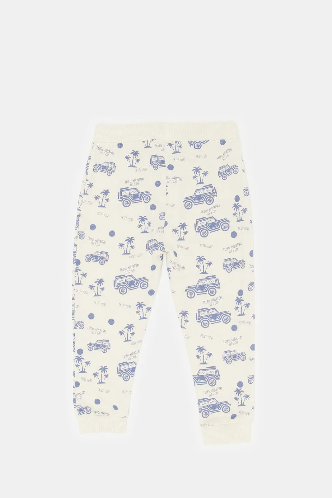 Infant Boys Ecru Printed Active Pants