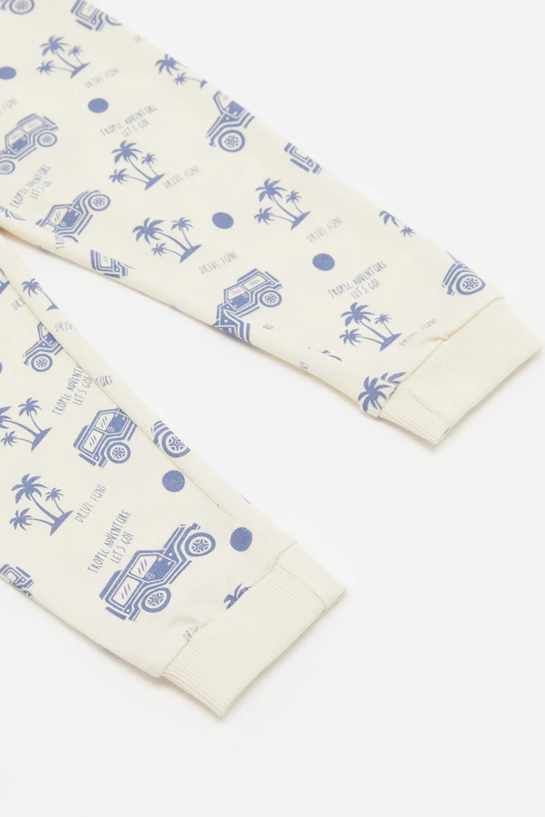 Infant Boys Ecru Printed Active Pants