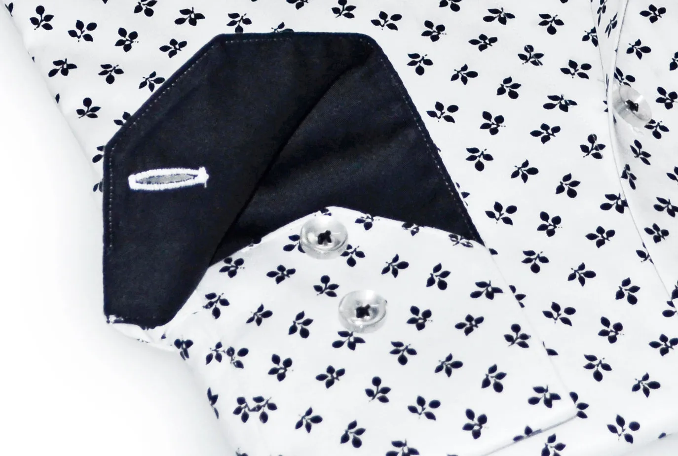 Jerry S  Button-Up Shirt With Contrast Details // White Black // Contemporary Fit (Regular)- final sale