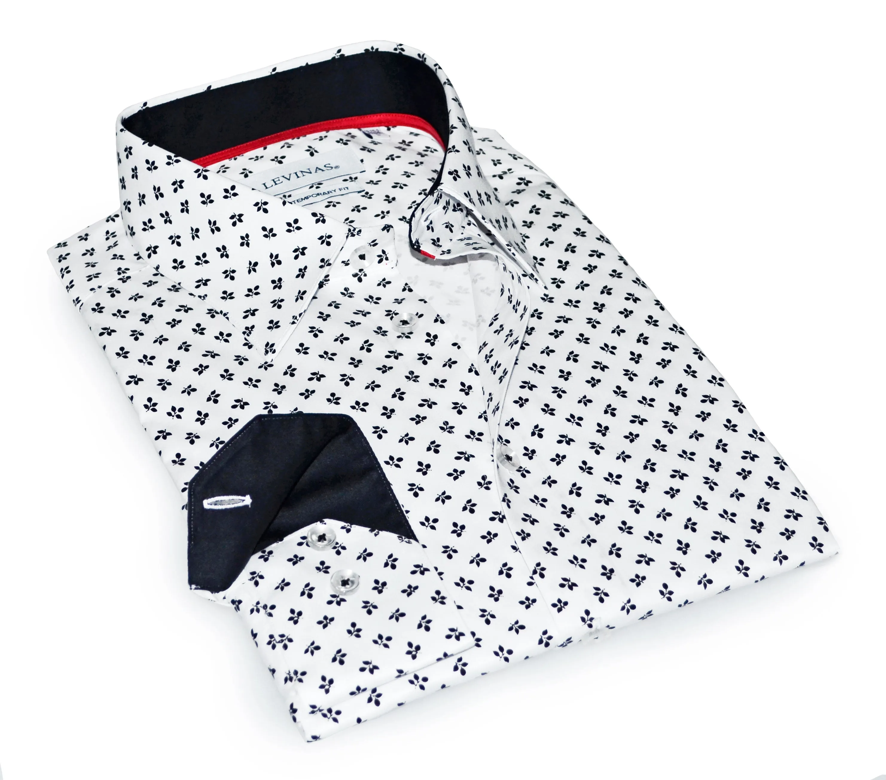 Jerry S  Button-Up Shirt With Contrast Details // White Black // Contemporary Fit (Regular)- final sale