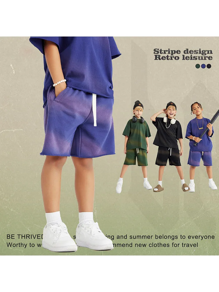 Kids' Washed Cropped Shorts With Rolled Hem