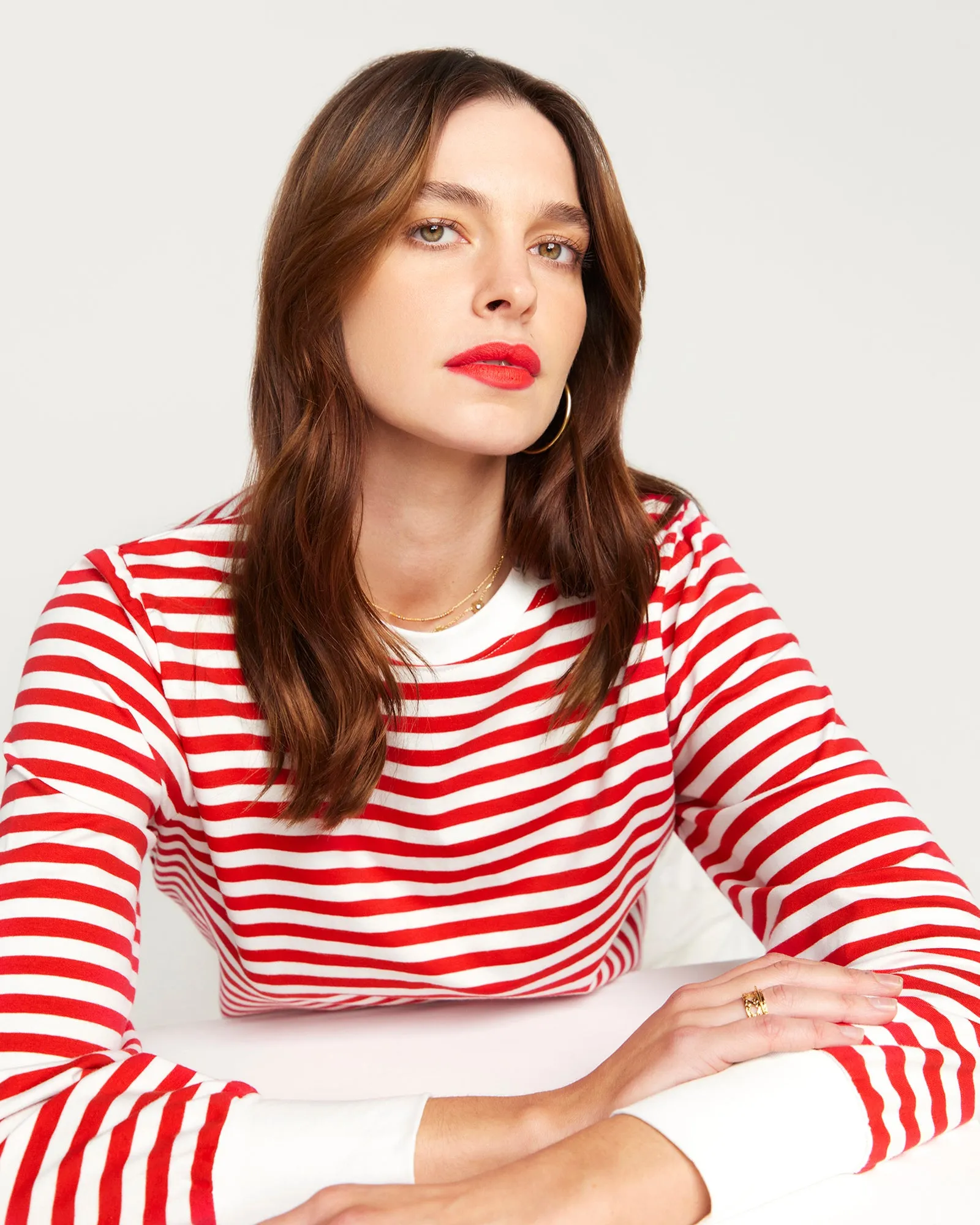 La Camille Breton Stripe Top - Red