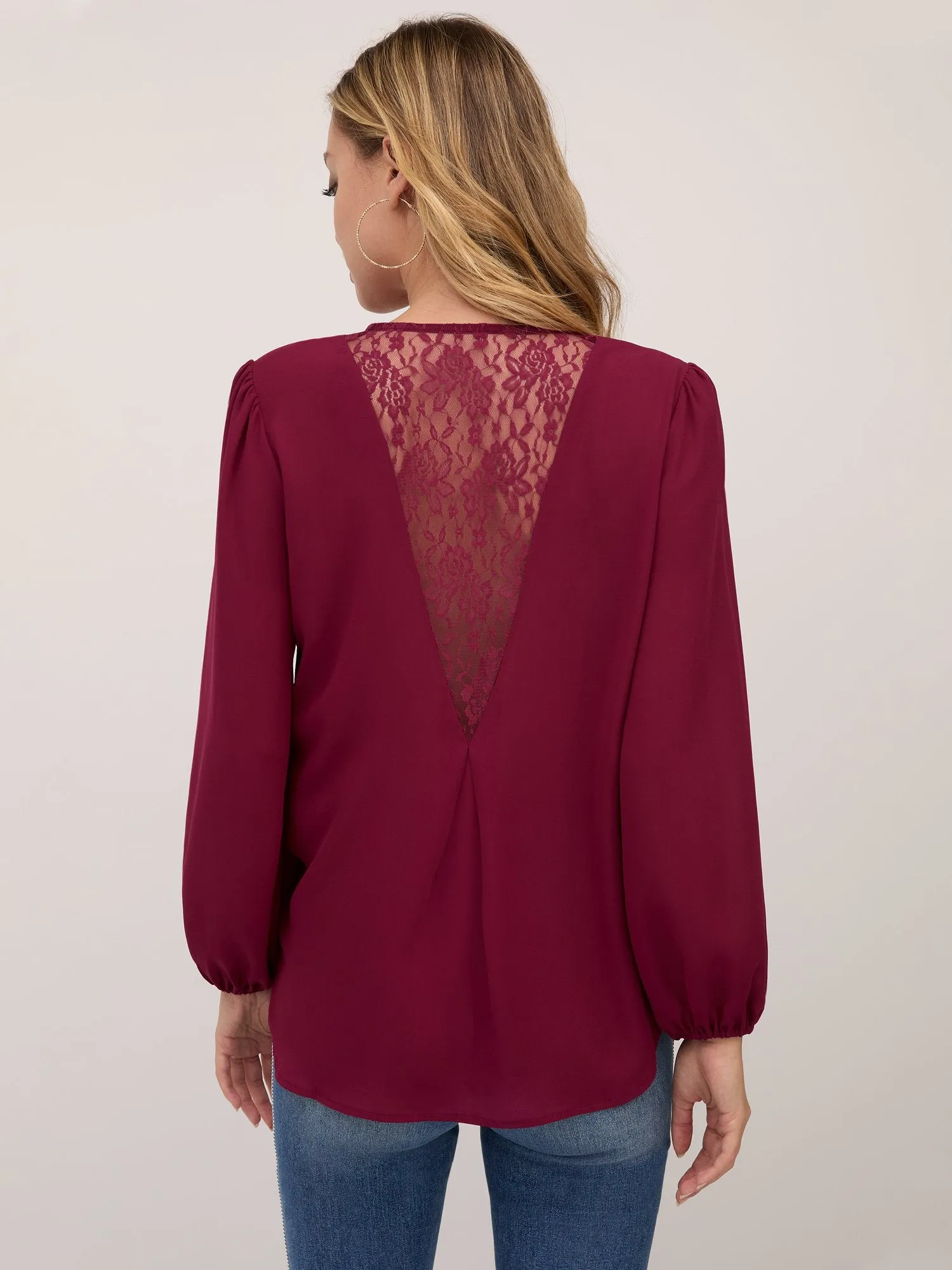 Lace-Back V-Neck Surplice Top