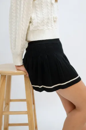 Lia Striped Knit Skort - Black