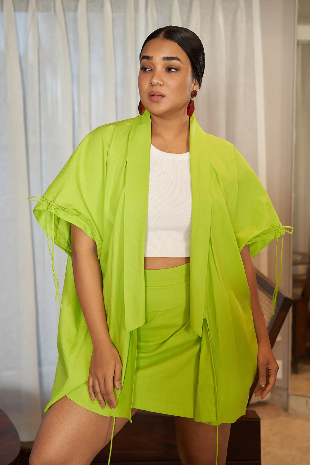 LIME GREEN INCLUSIVE POPLIN OVERSIZED SHRUG