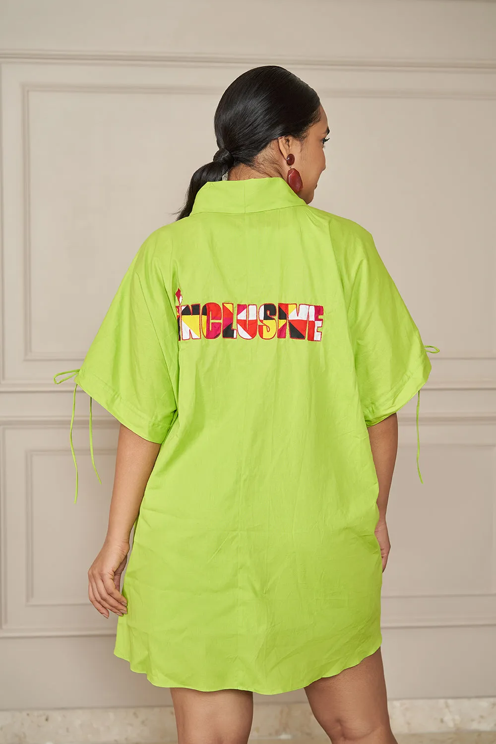 LIME GREEN INCLUSIVE POPLIN OVERSIZED SHRUG