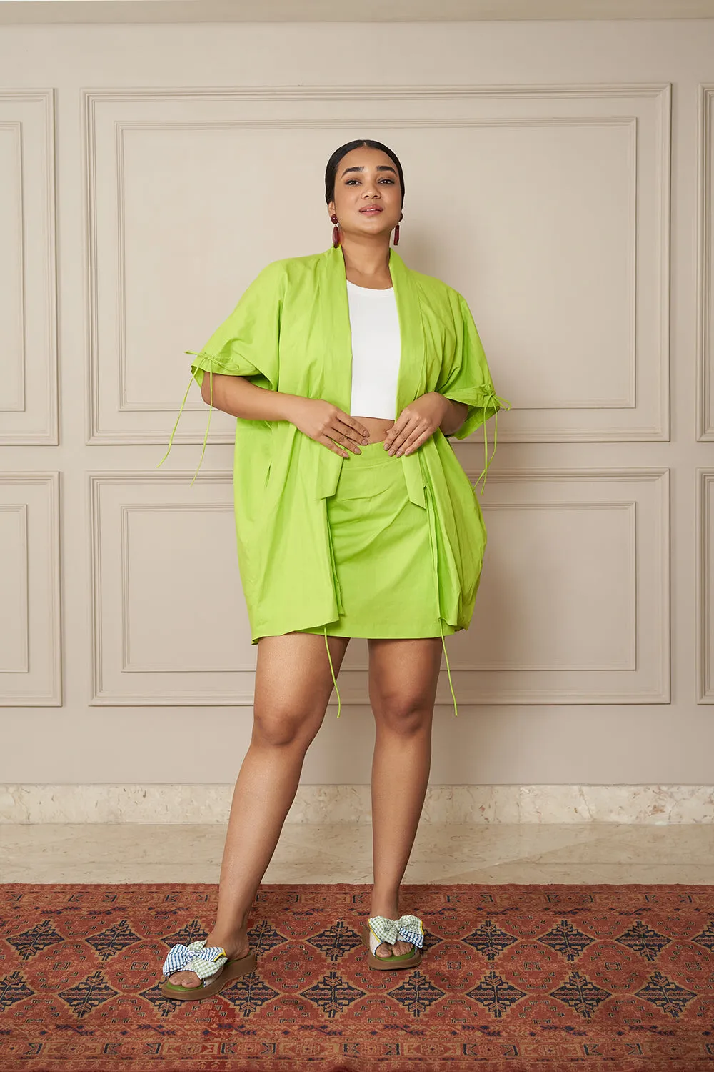 LIME GREEN INCLUSIVE POPLIN OVERSIZED SHRUG