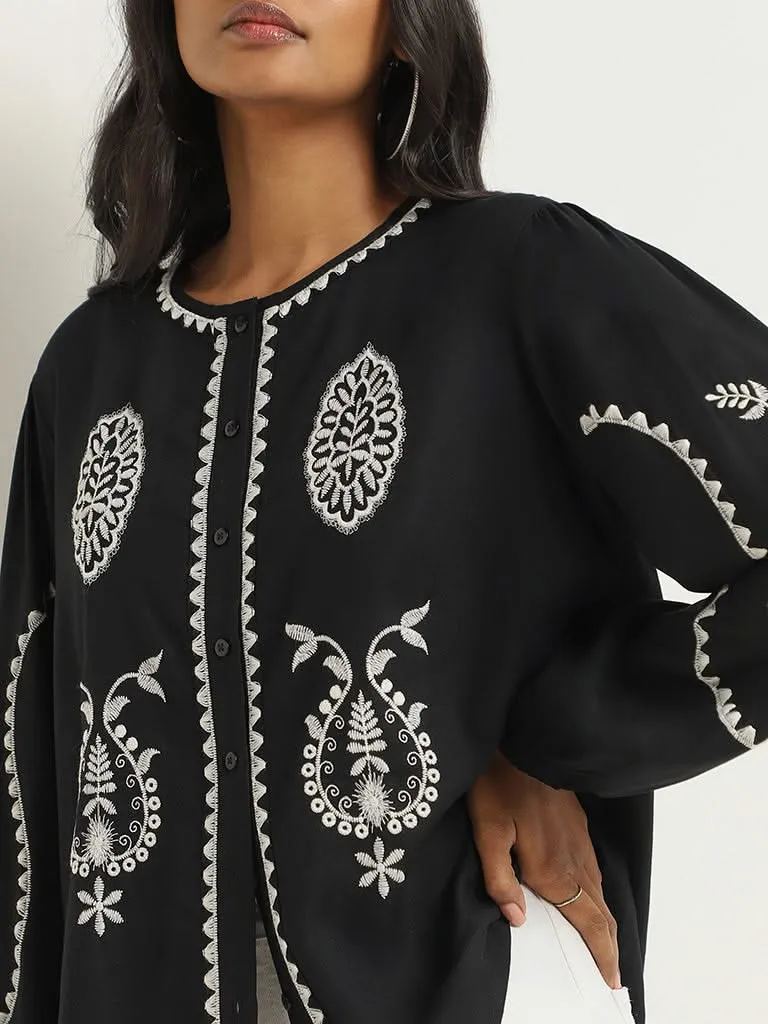 LOV Black Embroidered Shirt