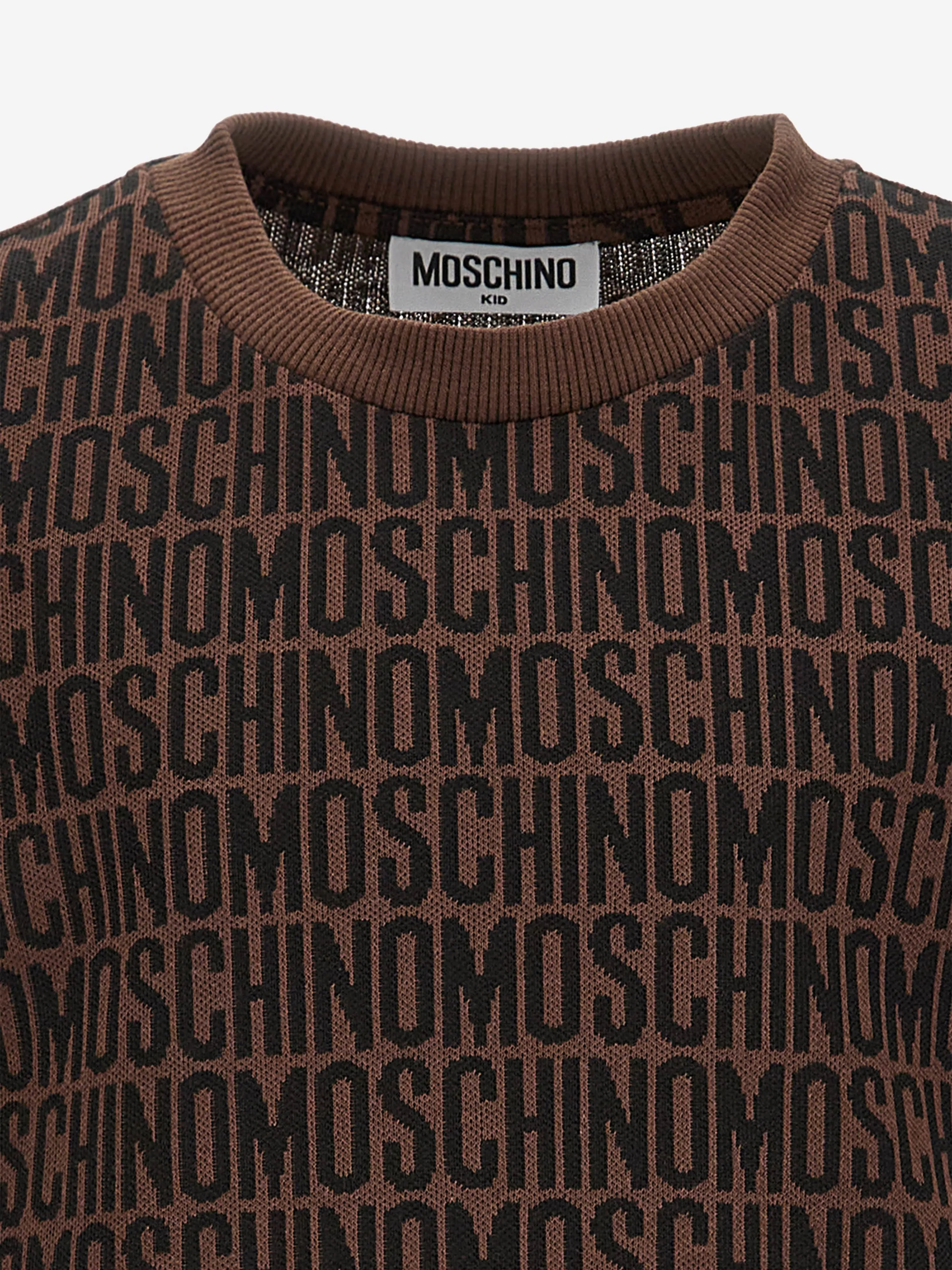 Moschino Kids All Over Logo T-Shirt in Brown