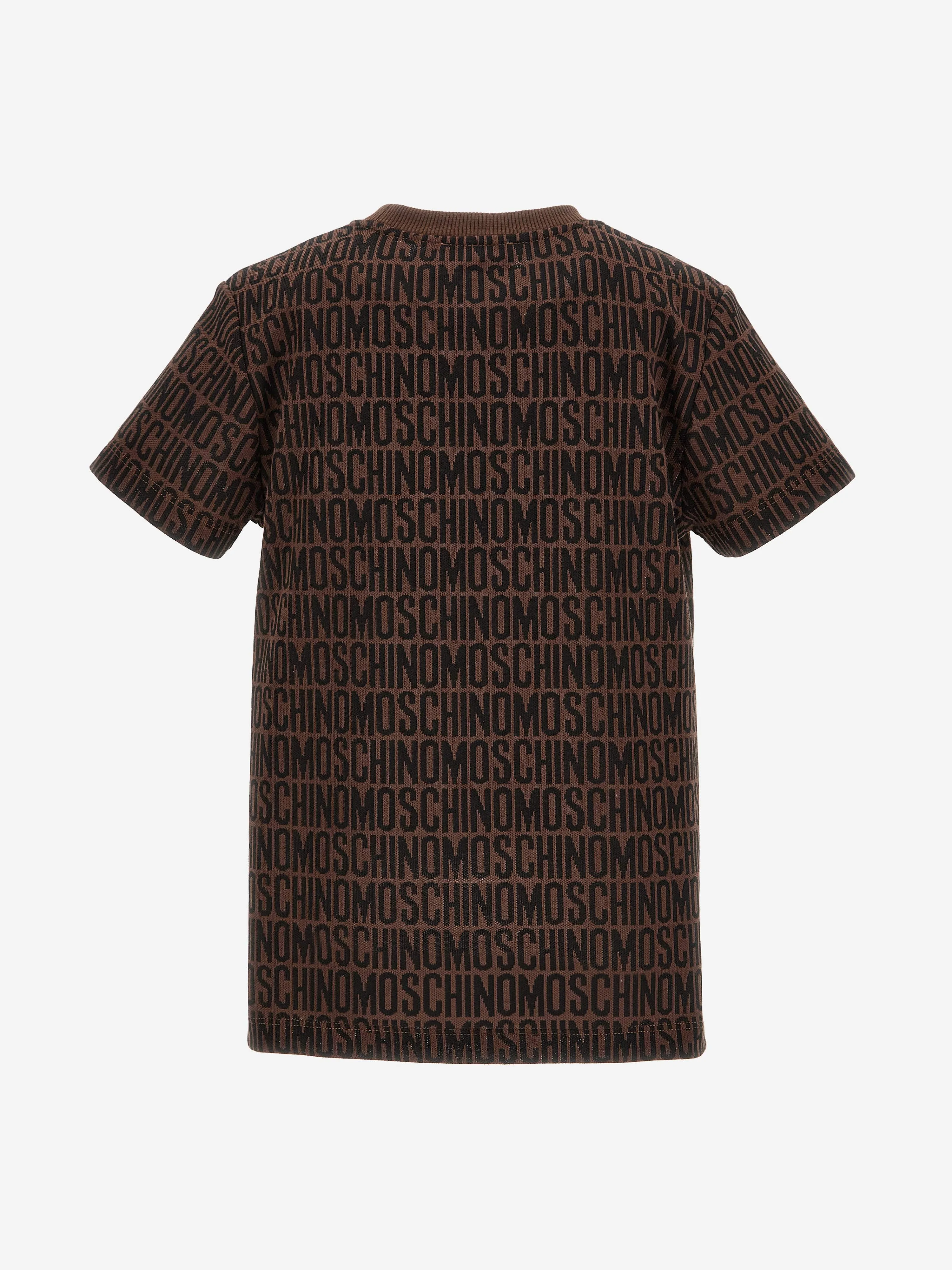 Moschino Kids All Over Logo T-Shirt in Brown