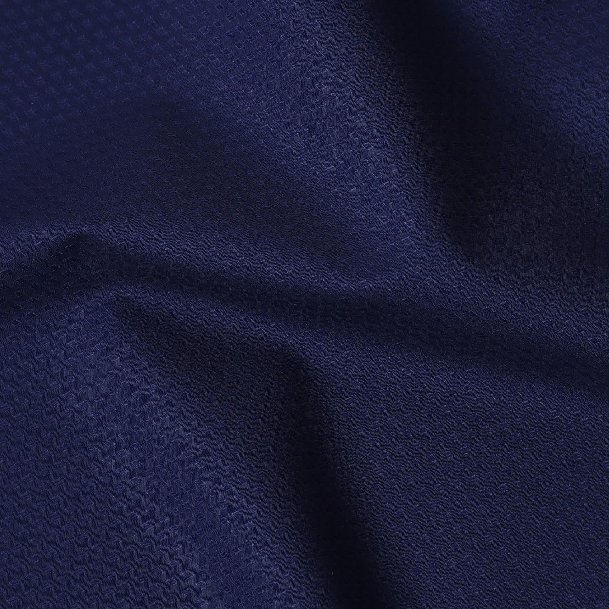 Navy Blue Swiss 100% Cotton Dobby Shirting Fabric - 150cm Wide, Luxurious Texture-D18894