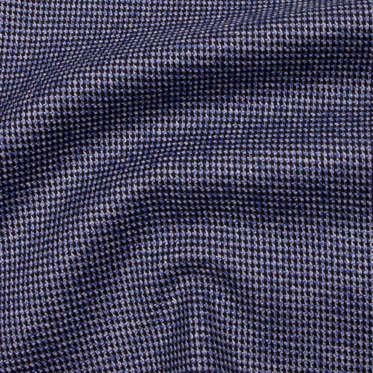 Navy Houndstooth Cotton Long Sleeve Shirt