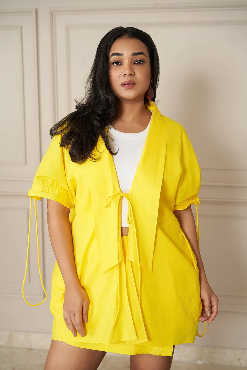 NEON YELLOW INCLUSIVE  POPLIN OVERSIZED SHRUG