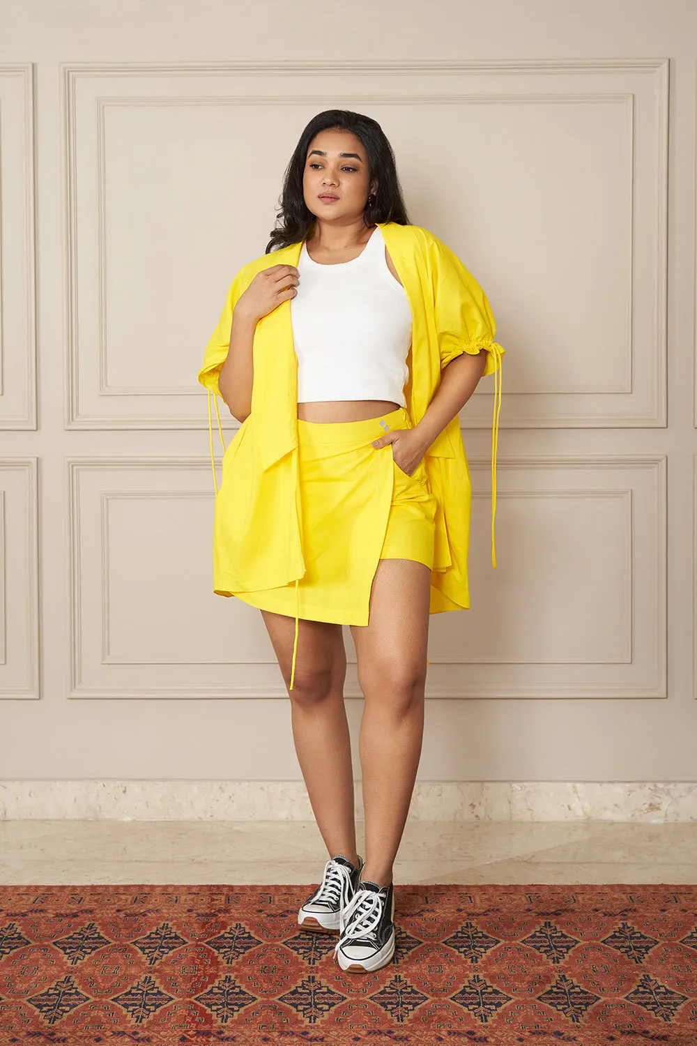 NEON YELLOW INCLUSIVE  POPLIN OVERSIZED SHRUG