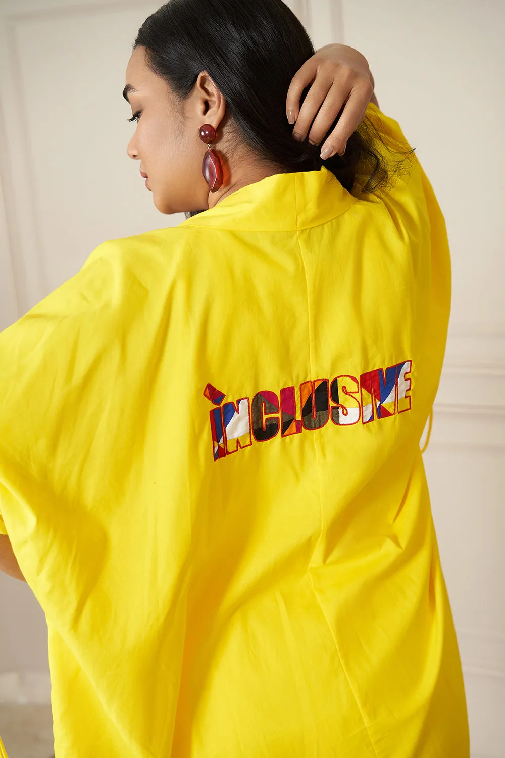 NEON YELLOW INCLUSIVE  POPLIN OVERSIZED SHRUG