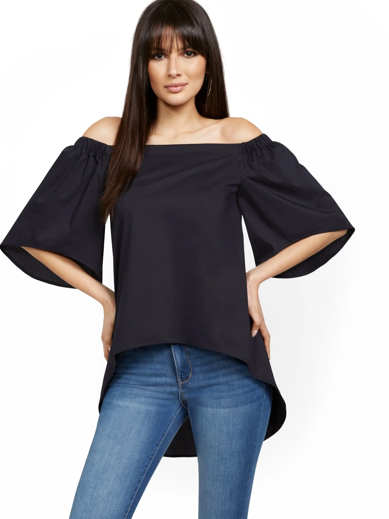 Off-The-Shoulder Hi-Lo Top - 7th Avenue